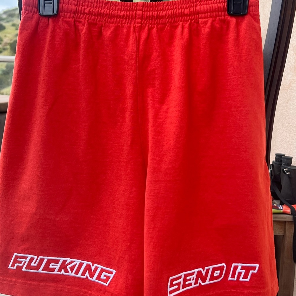Nelk boys "Fucking send it shorts in coral size M
